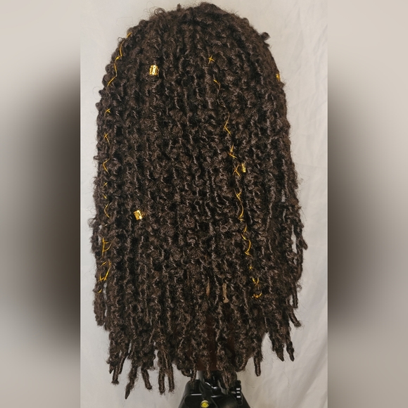 New Handmade Buttefly Locs Lace Frontal Wig- 14 inches, Color #4 - Picture 9 of 11